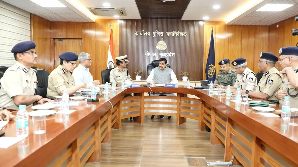 Madhya Pradesh chief minister Mohan Yadav at a high-level meeting on the law-and-order situation in the state on Saturday, April 26, 2025.