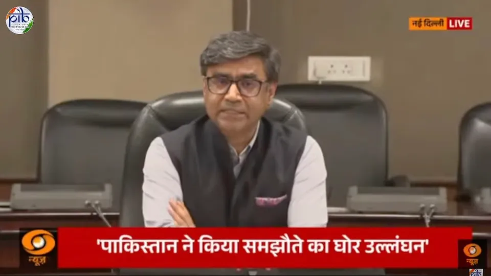 Vikram Misri addressing media on Saturday, May 10, 2025.