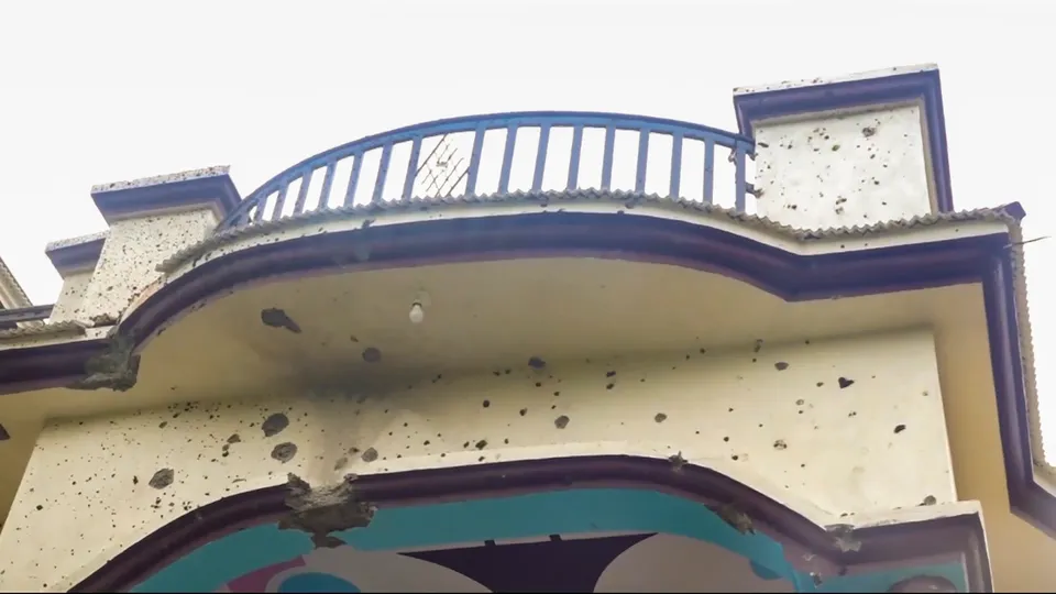 A house hit by Pakistani shelling at Kanakote in Rajouri district on Friday, May 9, 2025.