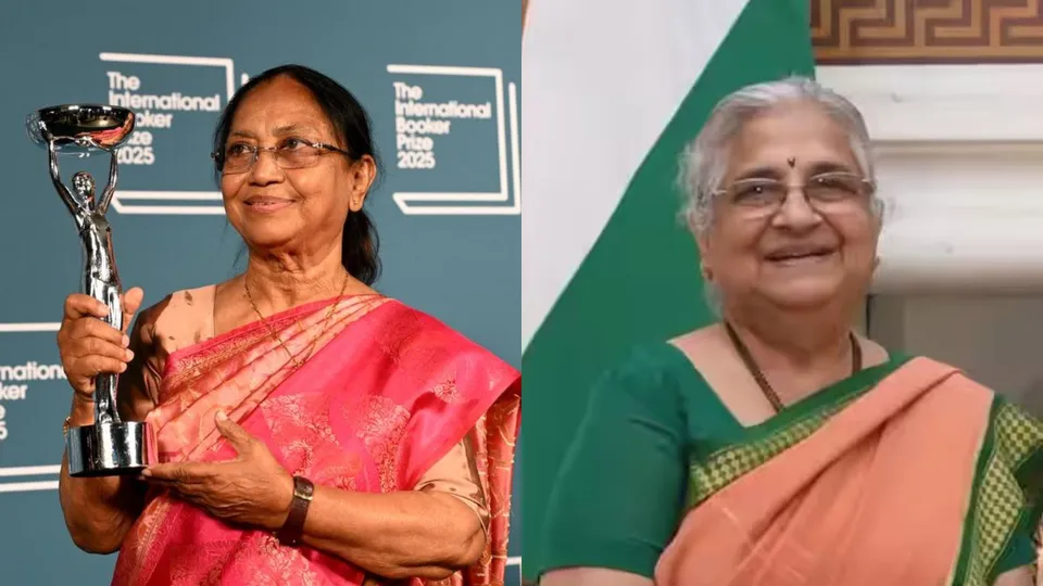 Bhanu Mustaq (L), Sudha Murthy (R)
