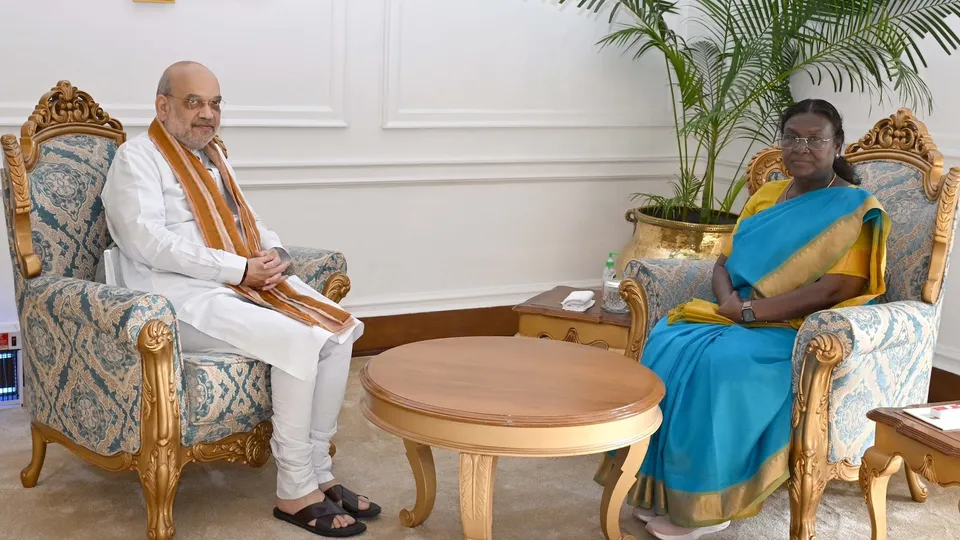 Union Home Minister Amit Shah calls on President Droupadi Murmu on Wednesday, May 28, 2025.