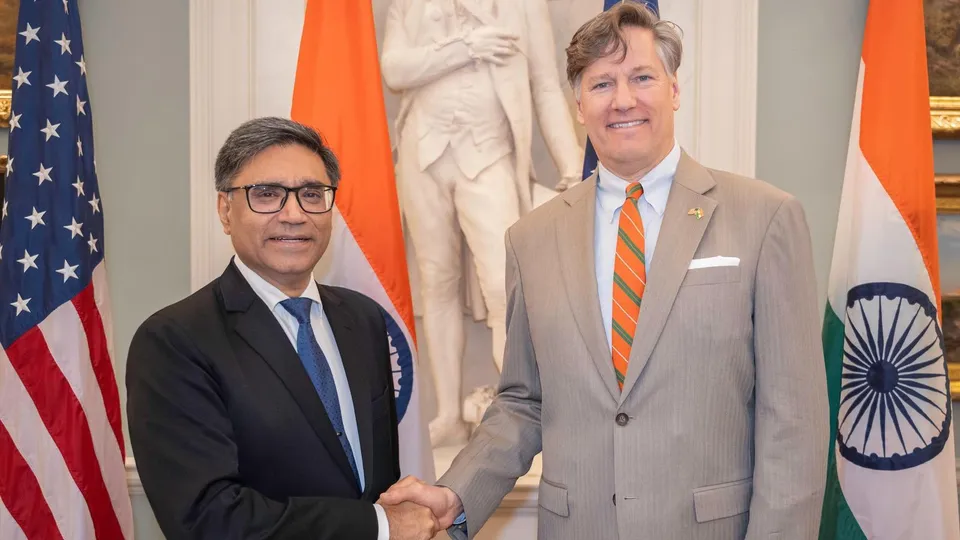 Foreign Secretary Vikram Misri and US Deputy Secretary of State Christopher Landau in Washington on Wednesday, May 28, 2025.