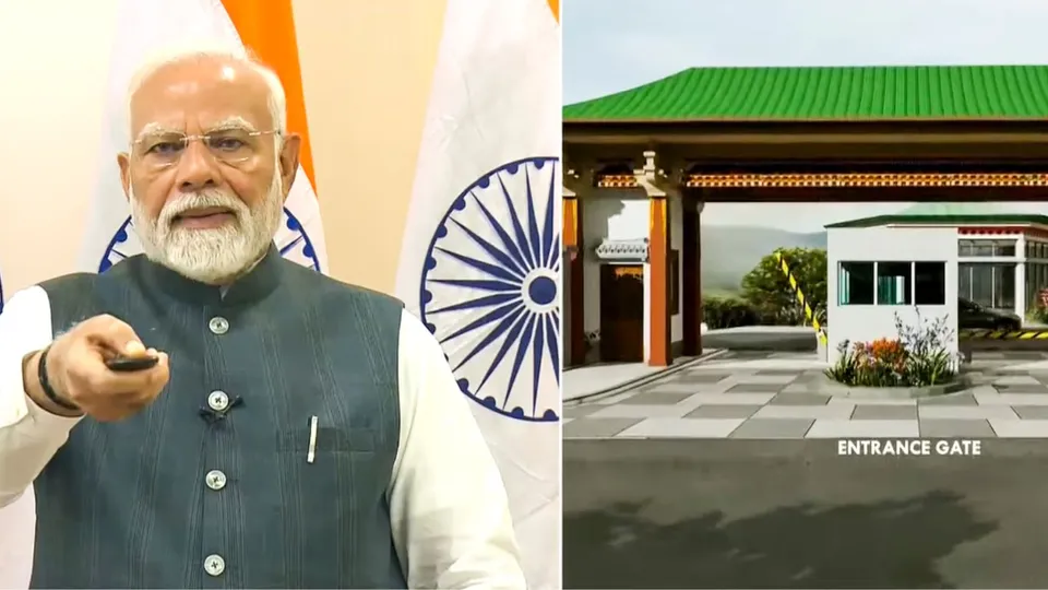 PM Narendra Modi attends Sikkim@50 programme via video conferencing from Bagdogra West Bengal.