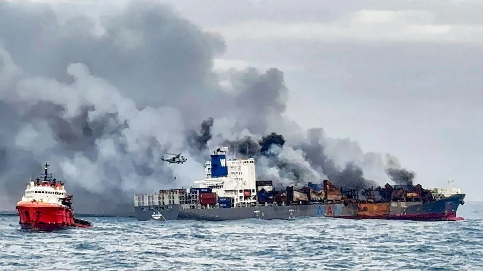 MV Wan Hai 503 Singapore Vessel Kerala Cargo Ship Fire