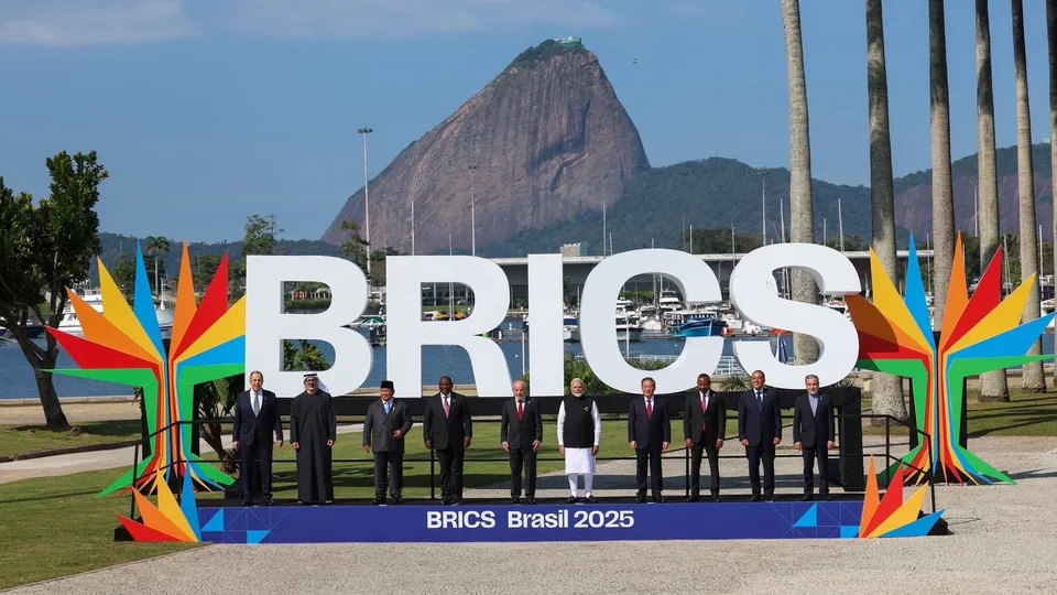 Prime Minister Narendra Modi joins fellow BRICS leaders at the Summit in Rio de Janeiro, Brazil, on Sunday, July 6, 2025.