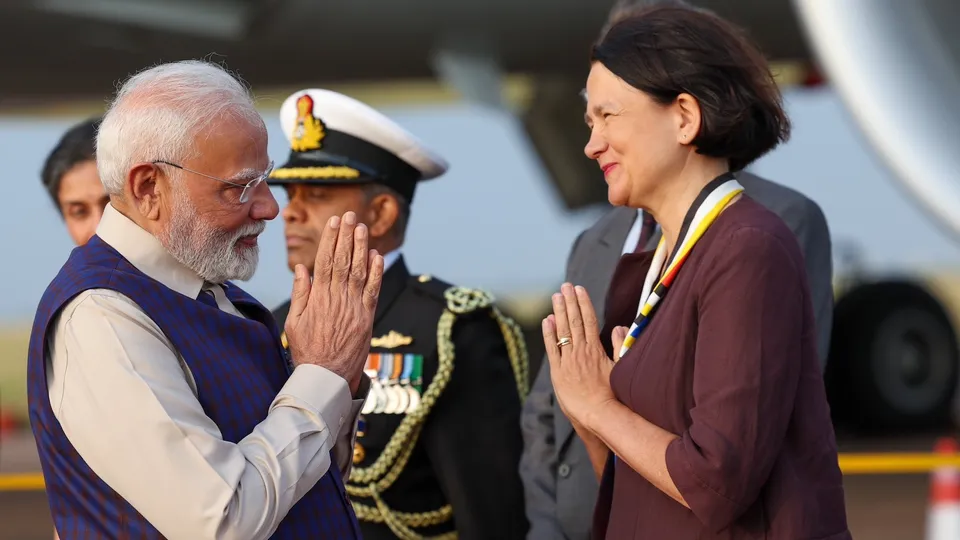Prime Minister Narendra Modi arrives at London airport on Wednesday, July 23, 2025.