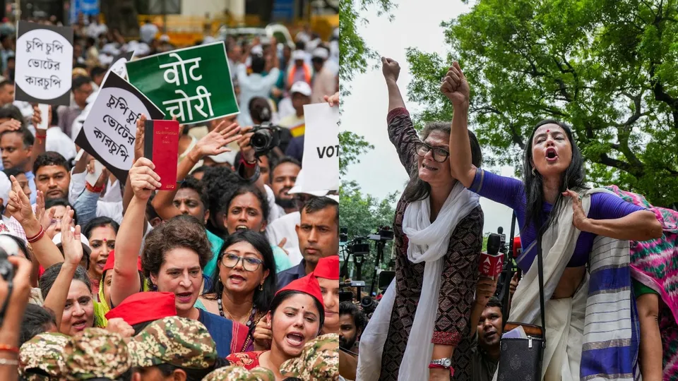 Opposition Vote Chori Protest Priyanka Gandhi Mahua Moitra
