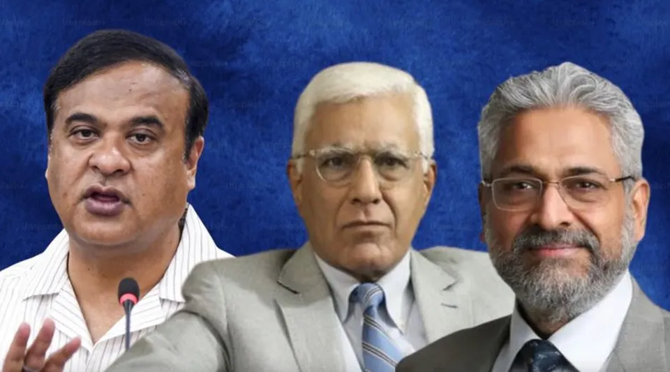 Himanta Biswa Sarma, Karan Thapar and Siddharth Varadarajan (Image courtesy: The Wire)