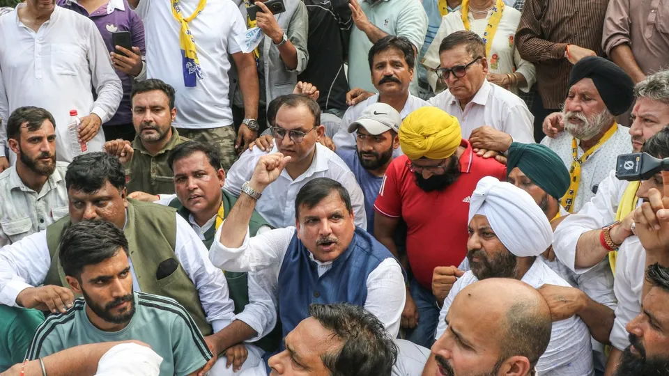 Sanjay Singh AAP protest in Jammu