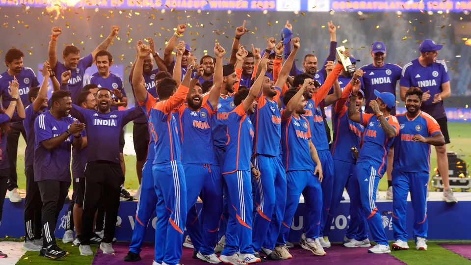 Team India celebrates after winning the Asia Cup cricket final against Pakistan at Dubai International Cricket Stadium, United Arab Emirates, Sunday, Sept. 28, 2025. (AP/PTI)