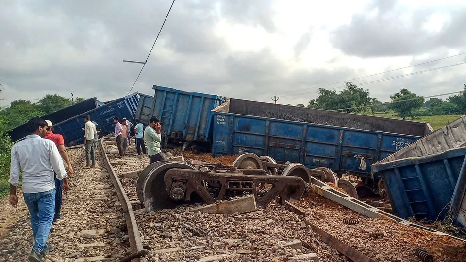 Goods train derails in Rajasthan