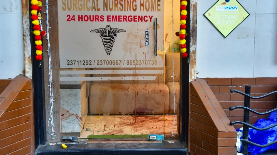 The site where a 24-year-old man chased and fatally stabbed his former girlfriend in public, on a road in the Kalachowkie area in Mumbai, Friday, Oct. 24, 2025.