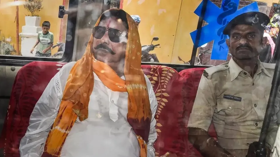 Anant Singh in police van after arrest in Dular Chand Yadav death case on Sunday, November 2, 2025.