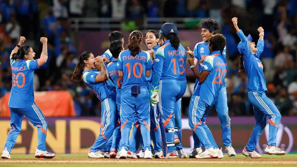 Indian Women Cricket team celebrates their victory in the ICC Women's World Cup 2025