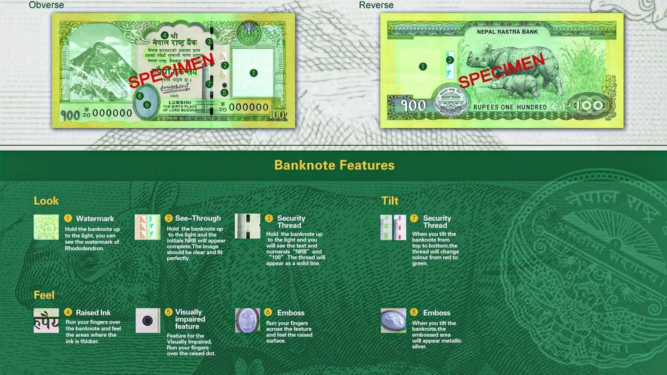 Nepal Rs 100 currency notes
