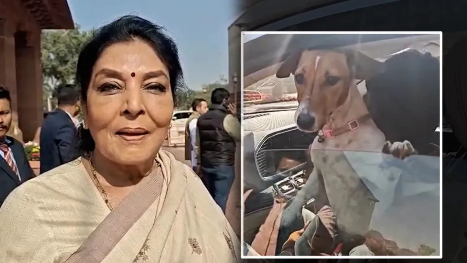 Renuka Chowdhury Brings Dog To Parliament