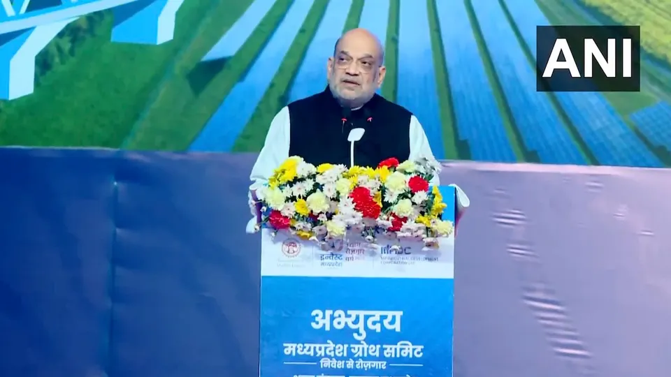 Union Home Minister Amit Shah addresses the 'Abhyudaya Madhya Pradesh Growth Summit' in Gwalior on Thursday, December 25, 2025.