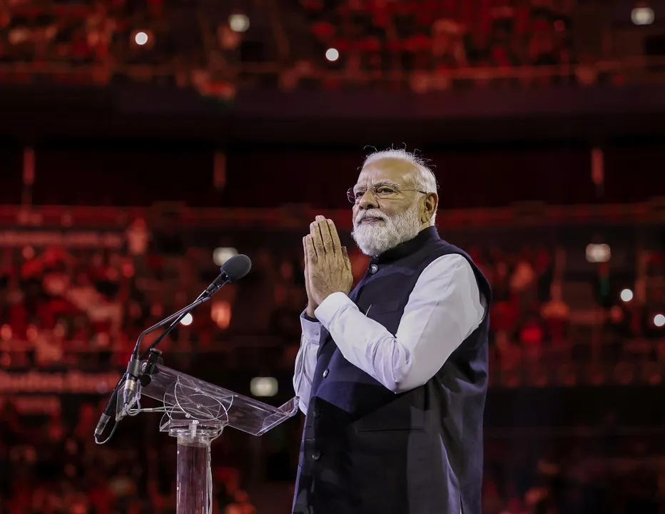 Prime Minister Narendra Modi addresses the Indian community programme, in Sydney