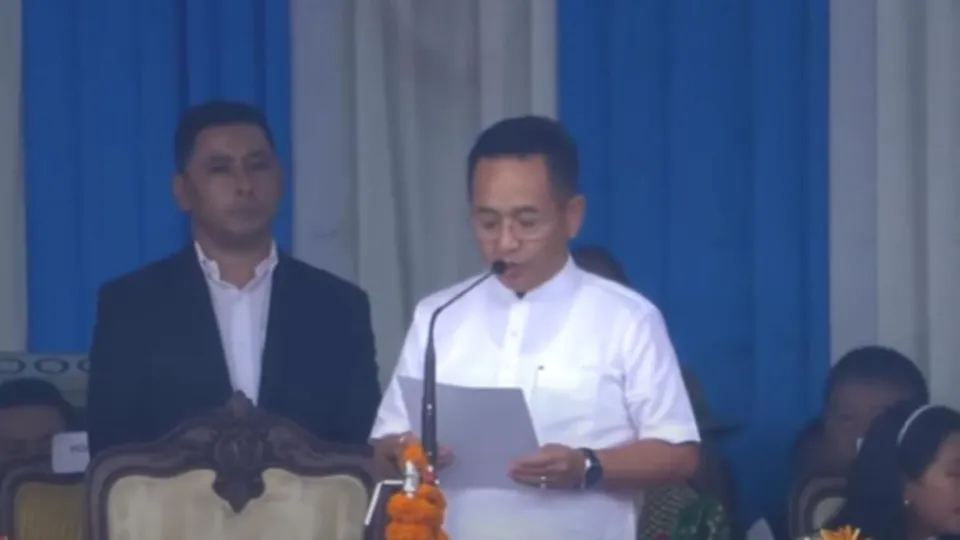 SKM president Prem Singh Tamang taking oath as chief minister of Sikkim