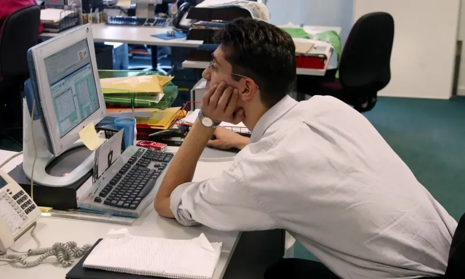 Slouching Office Employment White Collor Job IT Sector