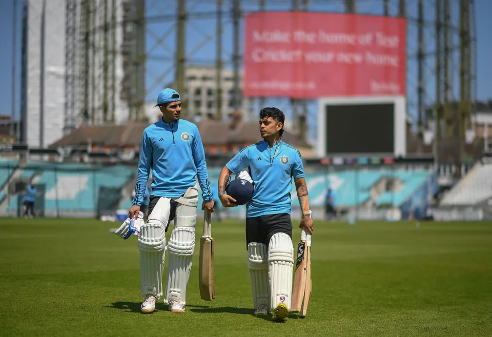 Indian players Ishan Kishan (R) and Shubman Gill during a practive session ahead of the World Test Championship Final