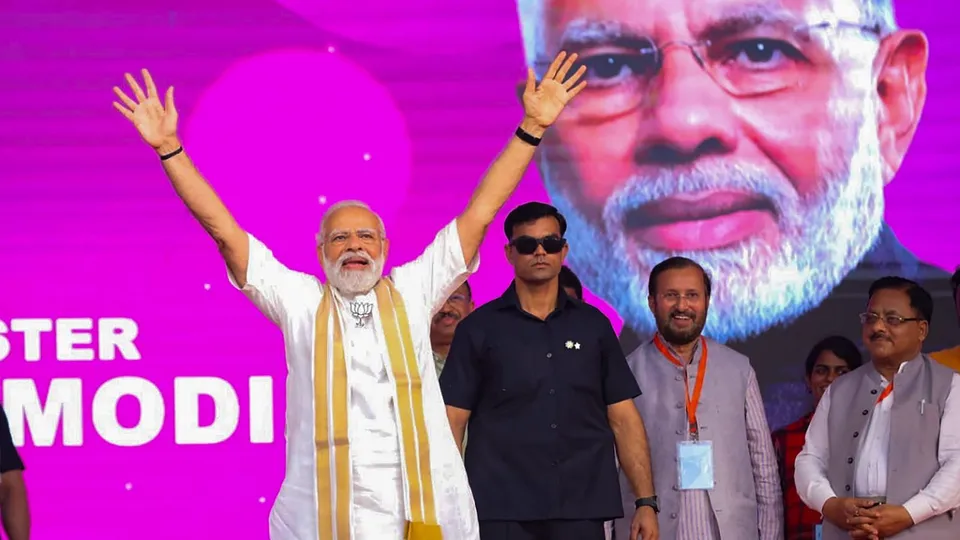Prime Minister Narendra Modi during Yuvam Conclave at Thevara in Kochi on April 24