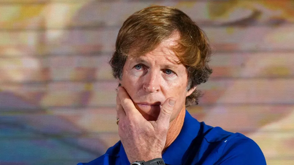 Former South African cricketer and brand ambassador of Pro Cricket League Jonty Rhodes speaks during the pre-launch ceremony of the Pro Cricket League season 1, in New Delhi, Saturday, Aug. 31, 2024.