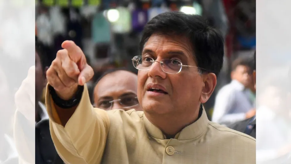 Union Minister Piyush Goyal interacts with people after a press conference, in Mumbai