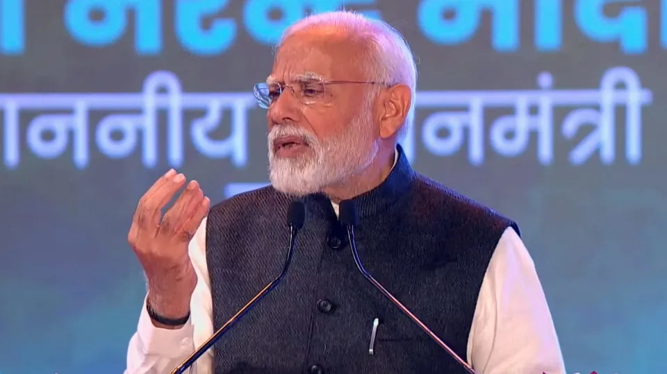 Prime Minister Narendra Modi speaks during the inauguration & foundation stone laying ceremony of multiple key initiatives for cooperative sector, in New Delhi, Saturday, Feb. 24, 2024.