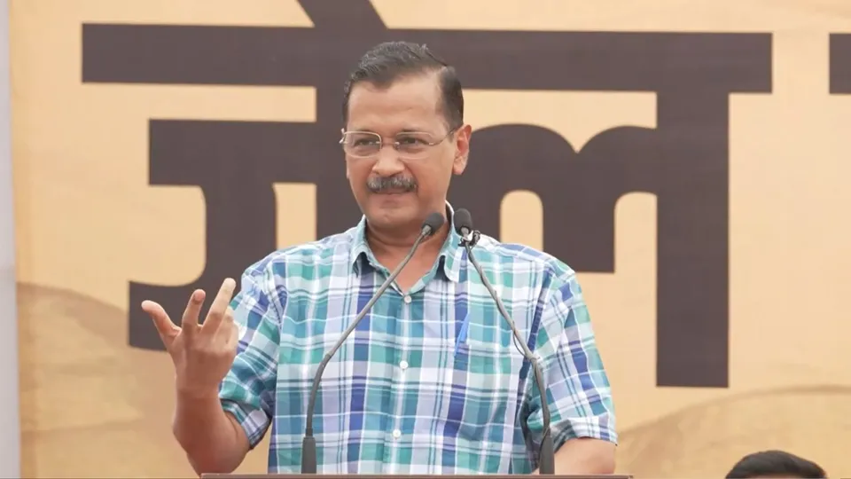 Delhi CM and AAP convenor Arvind Kejriwal addresses the party office, in New Delhi, Sunday, May 19, 2024