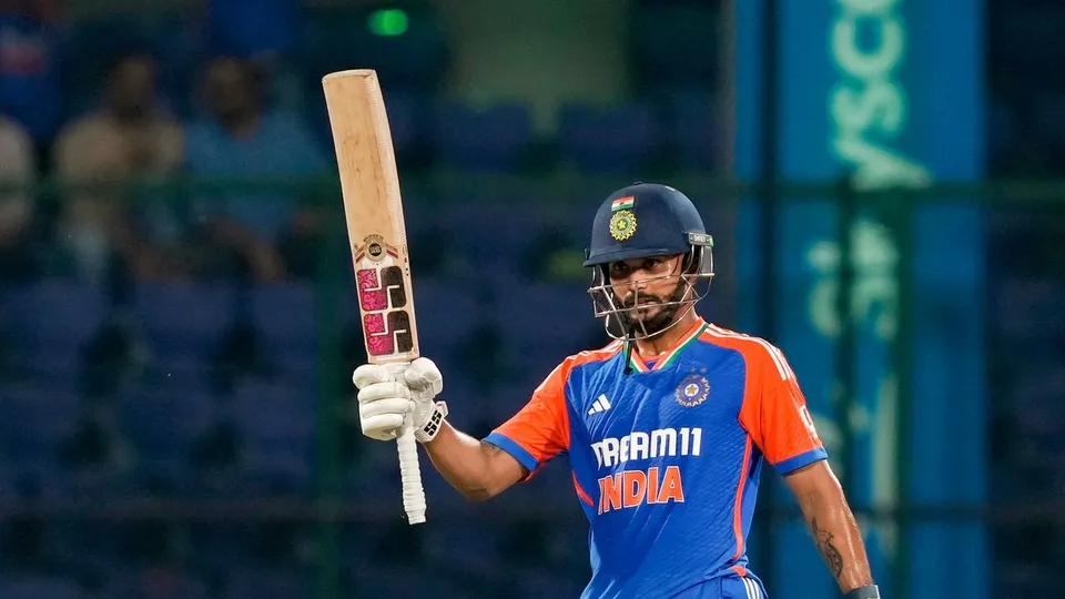 Nitish Kumar Reddy celebrating his half century against Bangladesh