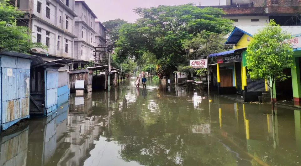 A flood affected locality in Bajali district of Assam
