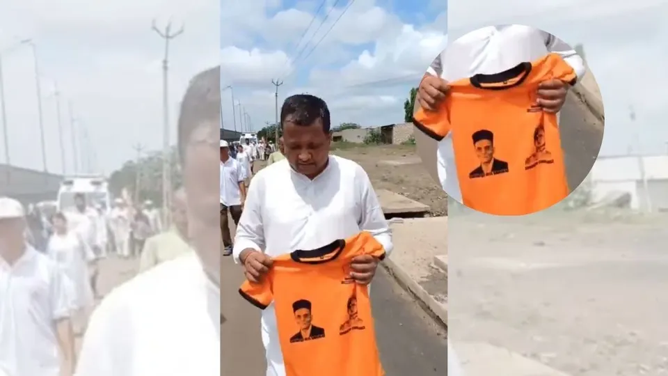 Congress leaders and former MLA Ruttwik Makvana have protested against children participating in the Tiranga Yatra due to the Savarkar images on their T-shirts.