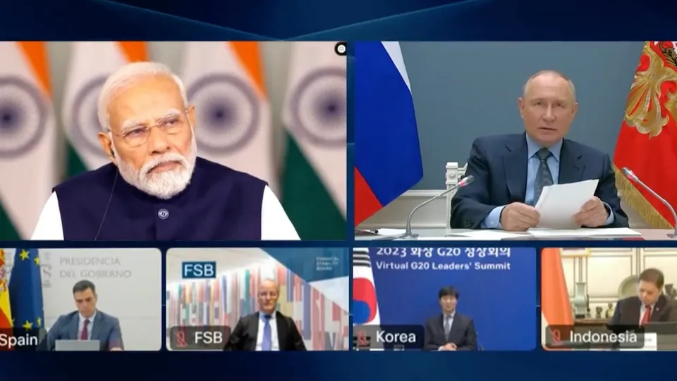 Vladimir Punin and Narendra Modi at the G20 Virtual Summit