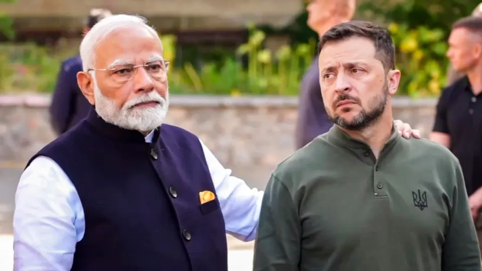Prime Minister Narendra Modi with the Ukrainian President Volodymyr Zelenskyy during a visit to Martyrologist Exposition to honour the memory of children, in Kyiv, Ukraine, Friday, Aug. 23, 2024.
