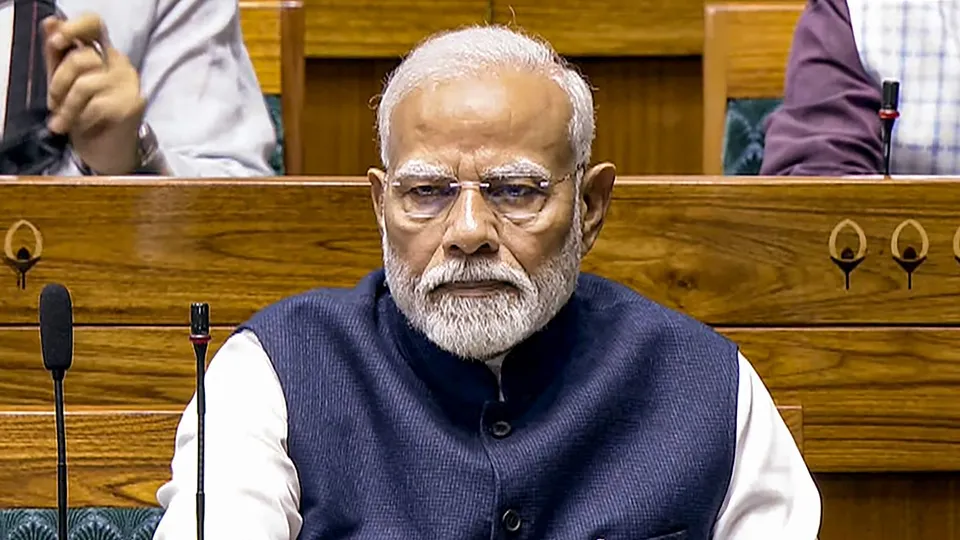 Prime Minister Narendra Modi during the presentation of Union Budget 2024-25 in Lok Sabha, in New Delhi, Tuesday, July 23, 2024.