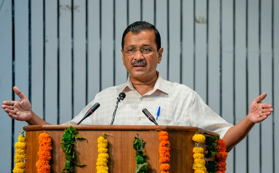 Delhi Chief Minister Arvind Kejriwal addresses the State award distribution function for 2020-2021 to outstanding handicrafts artisans, at Delhi Secretariat, in New Delhi