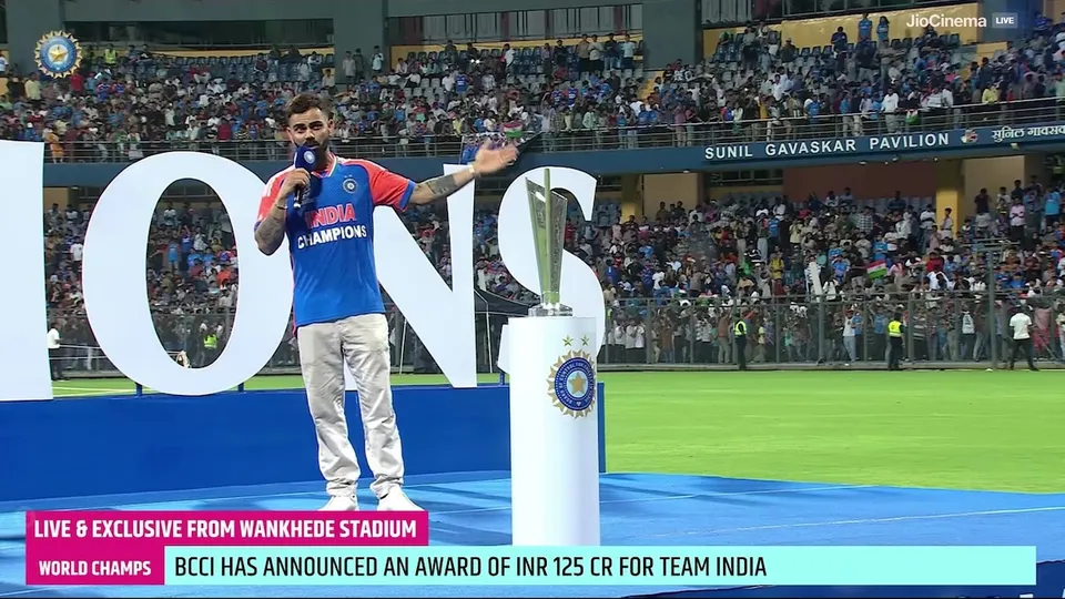Virat Kohli speeaking at Wankhede stadium
