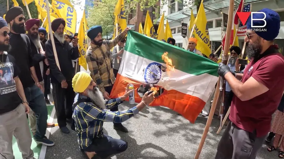 Khalistanis burn Indian flag in Vancouver, Canada
