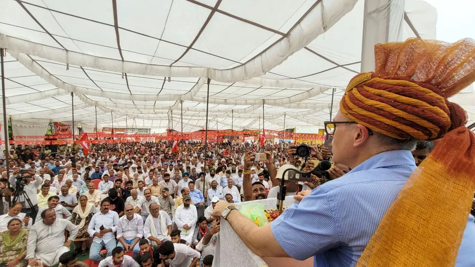 Former chief minister and Jammu and Kashmir National Conference (JKNC) leader Omar Abdullah addresses a public rally at Vijaypur, in Samba district, Sunday, July 21, 2024.