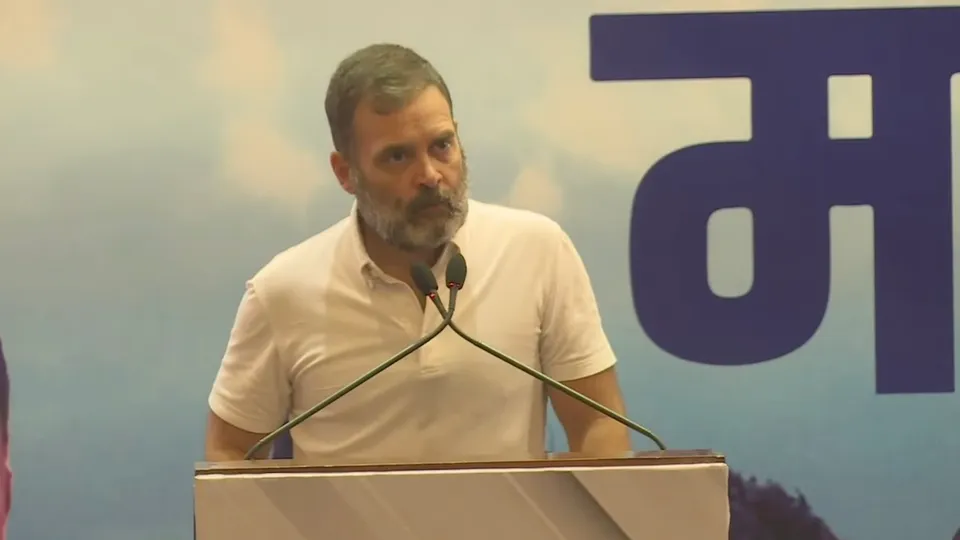 Rahul Gandhi addressing Nyay Manch in New Delhi on May 4, 2024