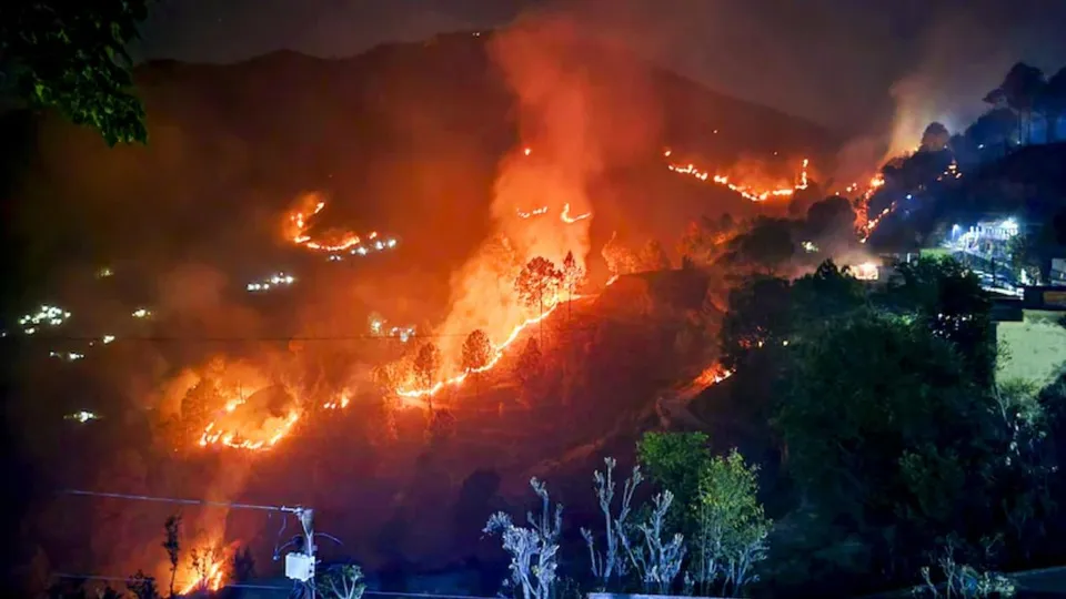 Flames Rise During A Forest Fire Near Saterakhal Village, In Rudraprayag District, Wednesday, April 24, 2024