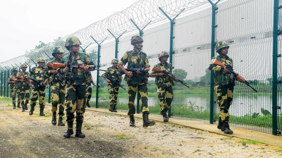 Border Security Force (BSF) personnel keep vigil at the India-Bangladesh border