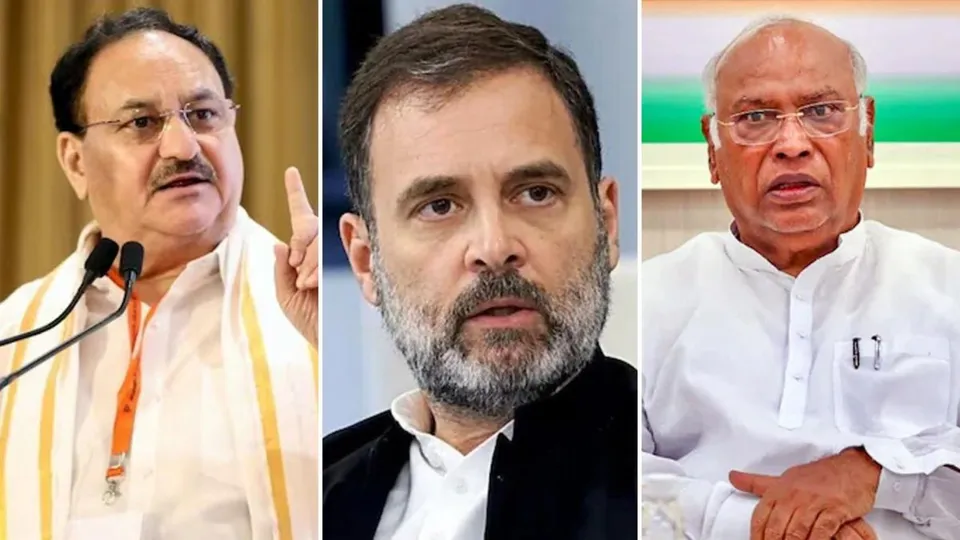 J P Nadda Rahul Gandhi Mallikarjun Kharge