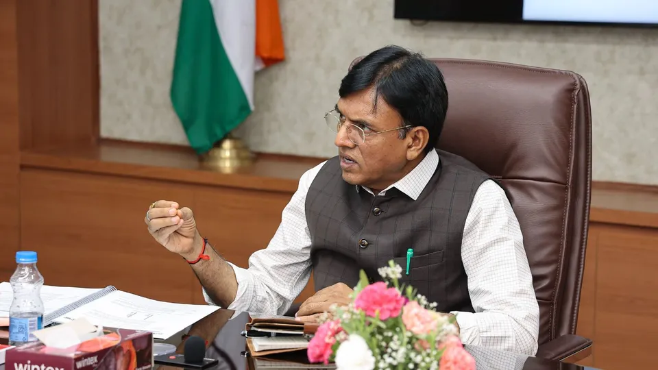Union Minister of Sports and Youth Affairs Mansukh Mandaviya addresses a meeting.
