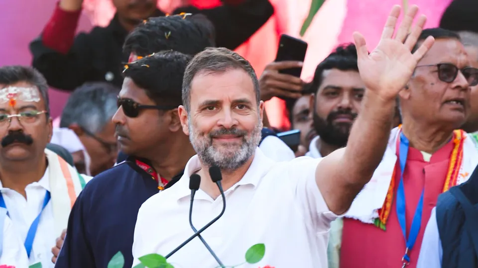Congress leader Rahul Gandhi speaks at a public meeting during the 'Bharat Jodo Nyay Yatra', in Deoghar district