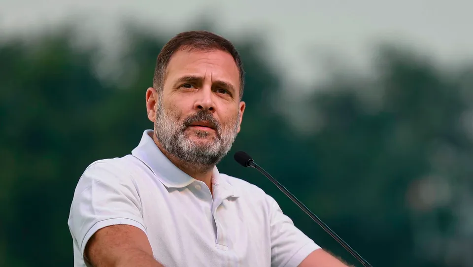 Congress leader Rahul Gandhi during a public meeting ahead of Telangana Assembly elections