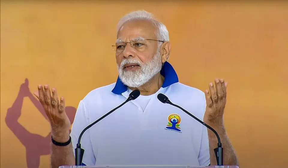 Prime Minister Narendra Modi speaks during the 9th International Day of Yoga celebrations at the UN headquarters, in New York