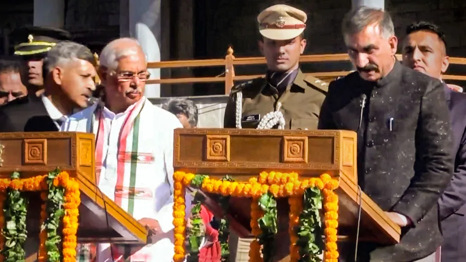 Sukhwinder Singh Sukhu taking oath as Himachal Pradesh Chief Minister