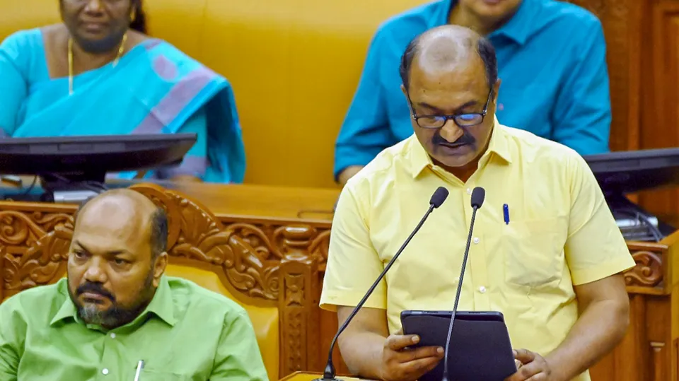 Kerala Finance Minister KN Balagopal presents the State Budget 2024-25 during the Kerala Assembly session, in Thiruvananthapuram